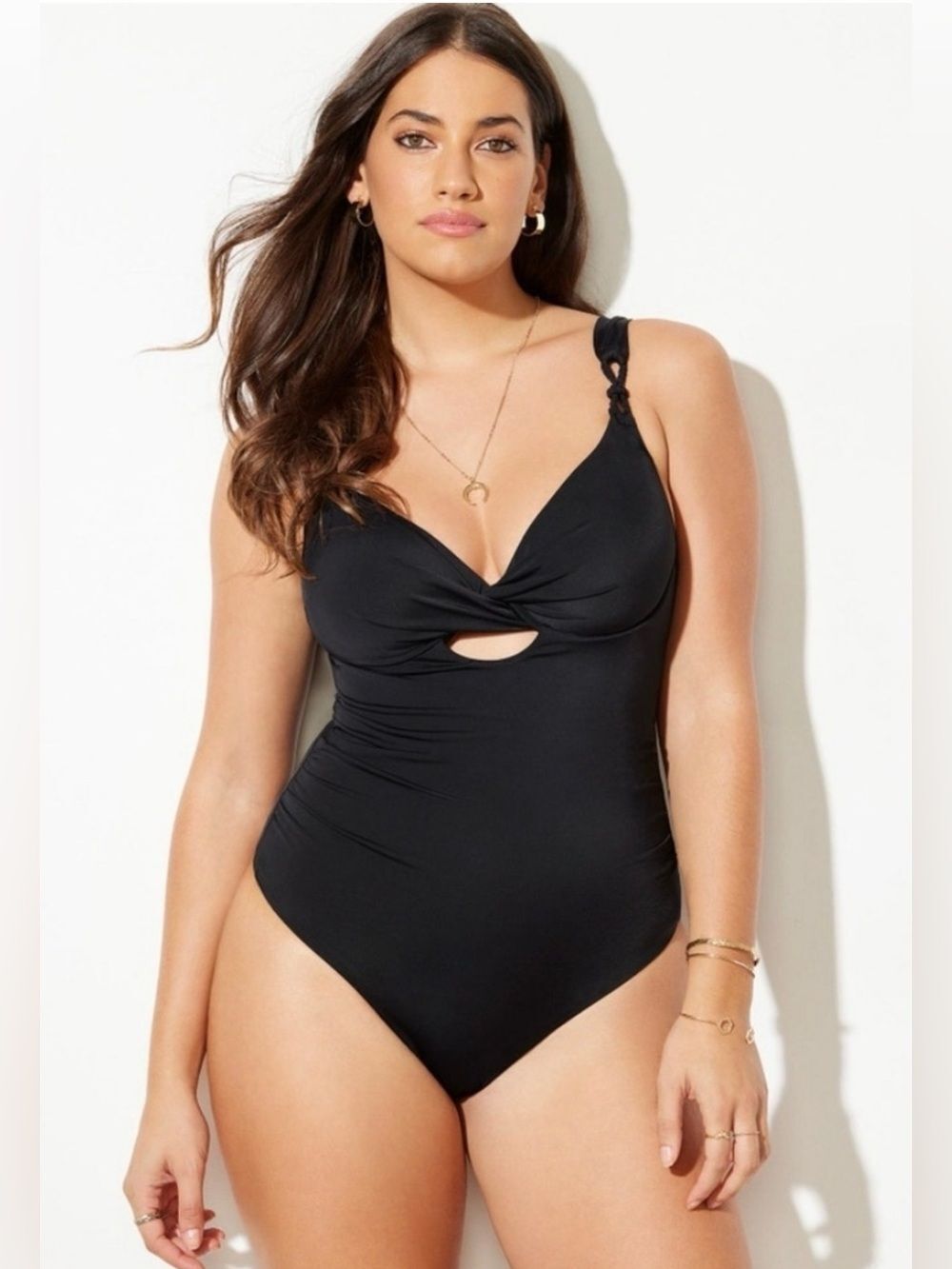 Swimsuits For All Black Twist-Front One-Piece Swimsuit
